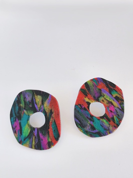 kolczyki z masy plastycznej Duże geometryczne kolczyki CONFETTI