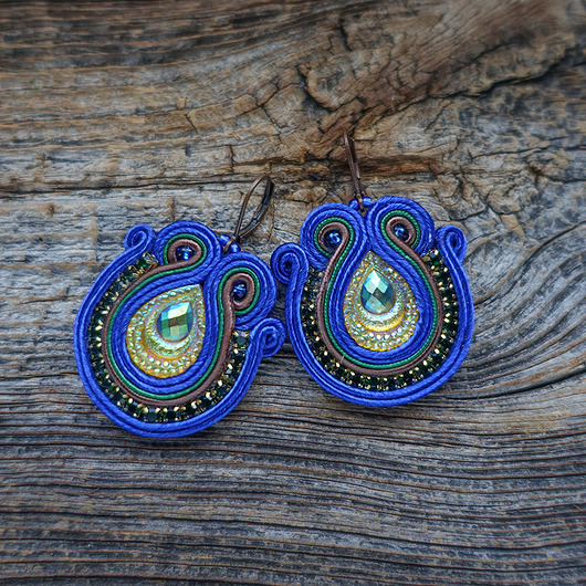 kolczyki soutache Peacock Eye-kolczyki soutache