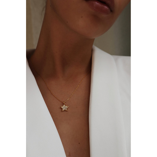 Złoty naszyjnik z gwiazdką wysadzaną SWAROVSKI SOTHO