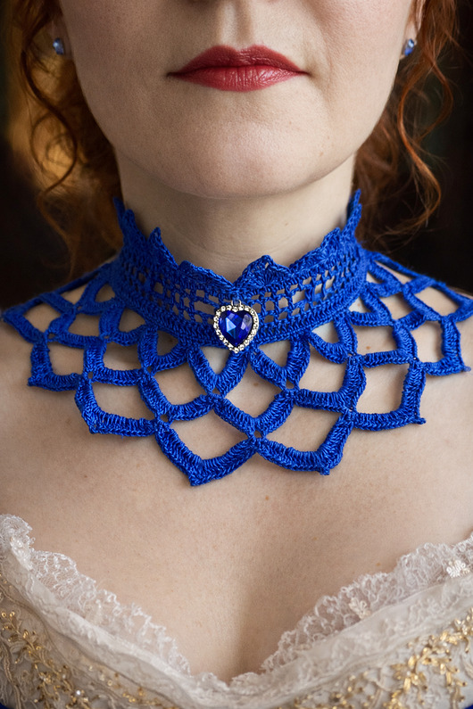 chokery Chabrowy koronkowy naszyjnik Serce oceanu