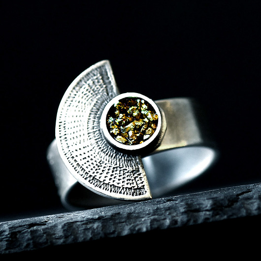 pierścionki srebrne Srebrny pierścionek regulowany z pirytem