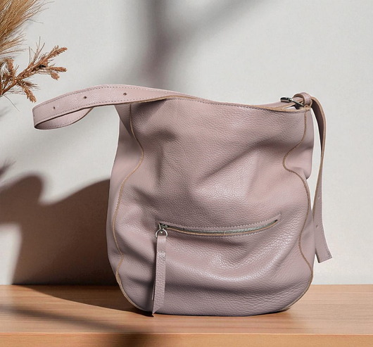 torby na ramię Brudny róż duża skórzana torba