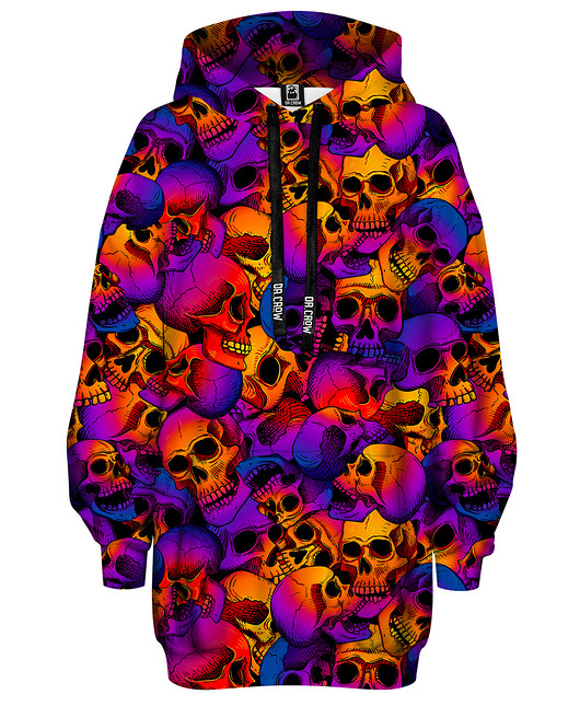 bluza z kapturem damska Bluza Oversize Tunika DR.CROW Skulls