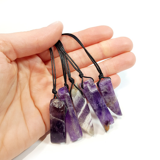 biżuteria męska Naszyjnik ametyst nieregularna płytka