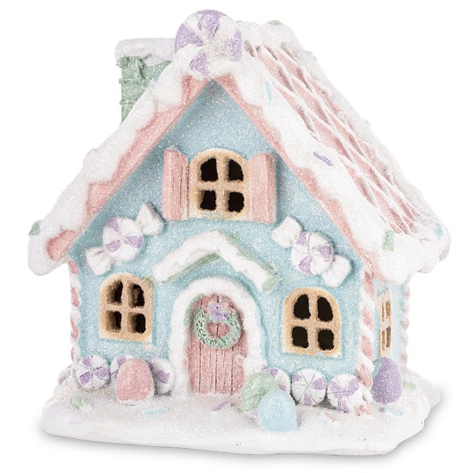 dekoracje świąteczne Domek ciasteczkowy  LED 13x12x10,5 cm BISCOTTO niebieski