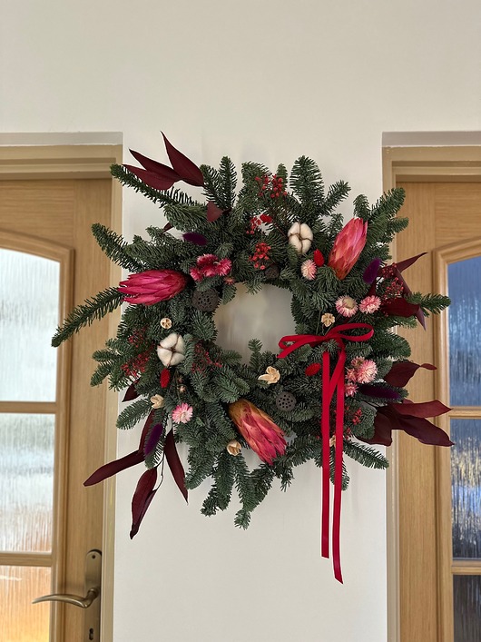 wianki bożonarodzeniowe Duży wianek zimowo świąteczny suszki natural