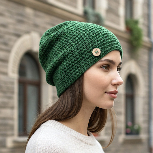 czapki damskie Czapka całoroczna przejściowa cienka bawełna s/m unisex soczysta zieleń