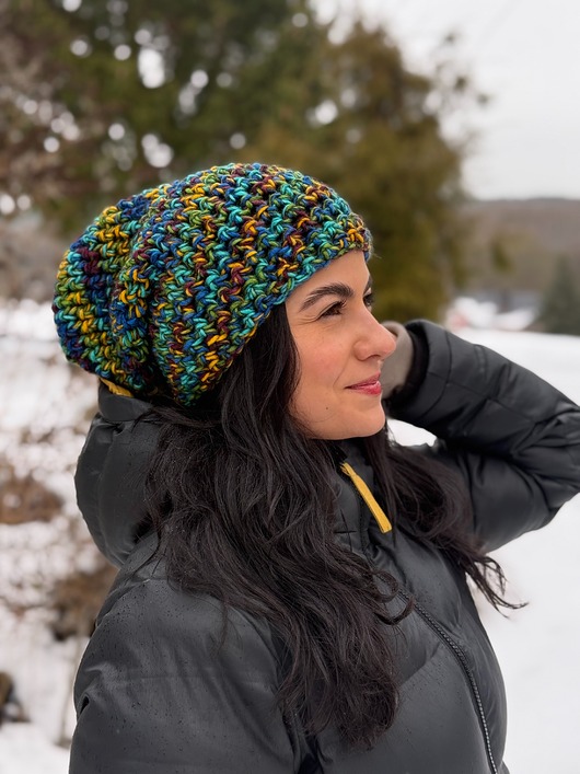 czapki damskie Kolorowa duża czapka beanie z wełną i alpaką
