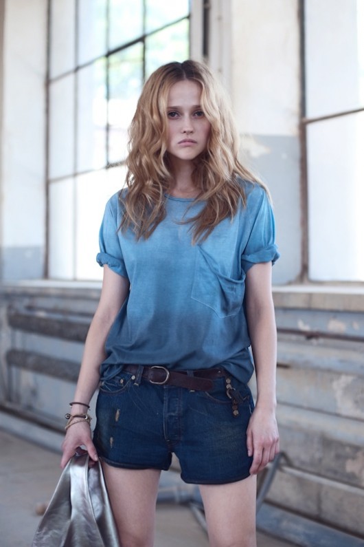 T-shirt farbowany niebieski ombre HATLAPPA