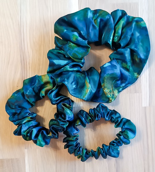 gumki do włosów Scrunchie gumka do włosów jedwabna Peacock turkusowa zielona S,M,L
