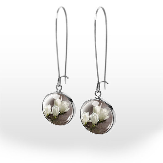 kolczyki szklane Kolczyki - Magnolia -  wiszące