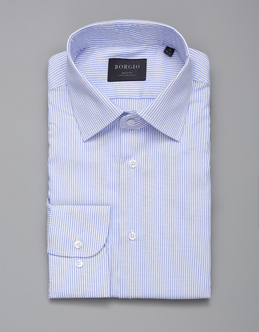 koszule męskie koszula męska dł. rękaw biała w paski bawełna slim fit 00258 176/182 39