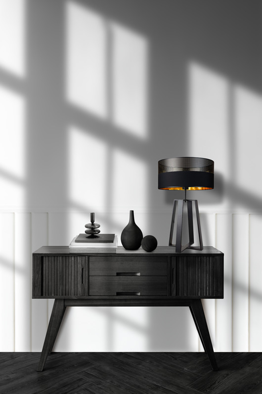 lampy stołowe Duża lampa stołowa do salonu czarno-złota THOR GLAM w stylu glamour