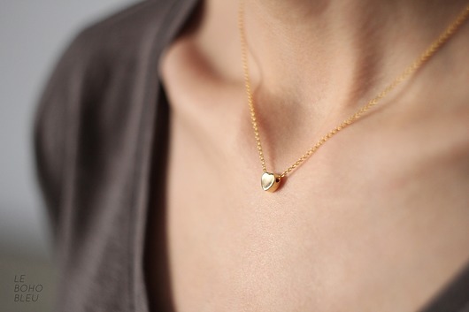 Gold Plated Small Heart Necklace Le Boho Bleu