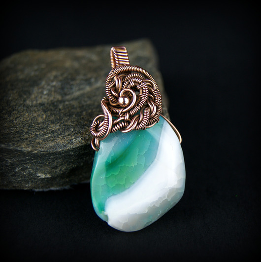 wisiory Wisiorek wire wrapping z agatem