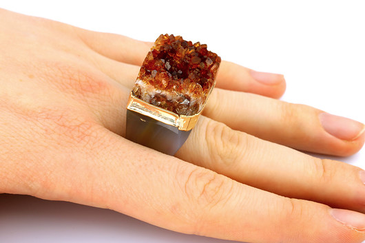 InspiRING High 1/4 Gold Cytryn rozmiar 17 Brazi Druse Jewelry