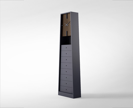Alfa CLOCK  zegar podłogowy, stojąc z szufladami Furia Design