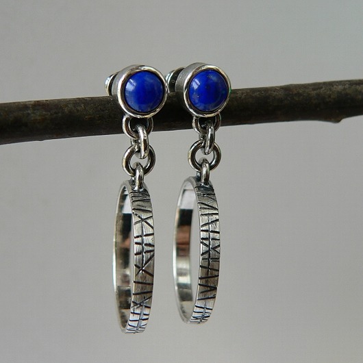 kolczyki srebrne Kolczyki srebrne -lapis lazuli-koła-