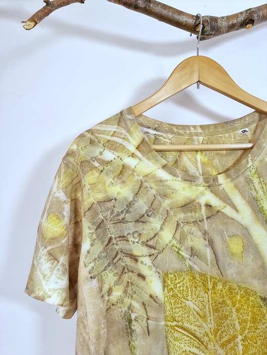 t-shirt damskie T-shirt z naturalnym ekodrukiem roślinnym Leaf2