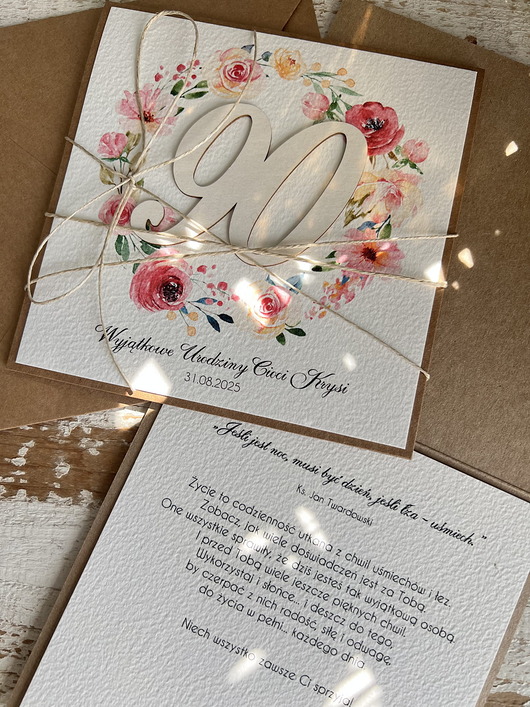 kartki scrapbooking Wyjątkowa personalizowana ręcznie robiona kartka życzenia na 90 urodziny