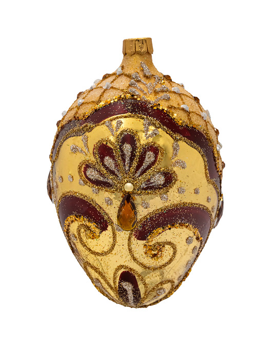 bombki Bombka choinkowa szklana ręcznie malowana: Jajo Faberge: złoto i brąz