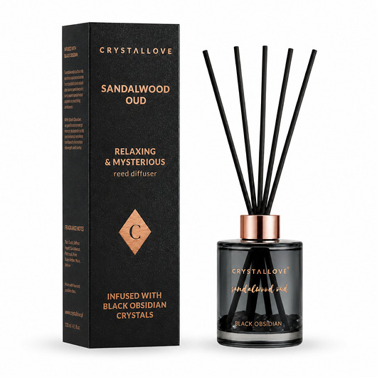 zapachy - inne CRYSTALLOVE Sandalwood Oud & Black Obsidian Dyfuzor Zapachowy z patyczkami i