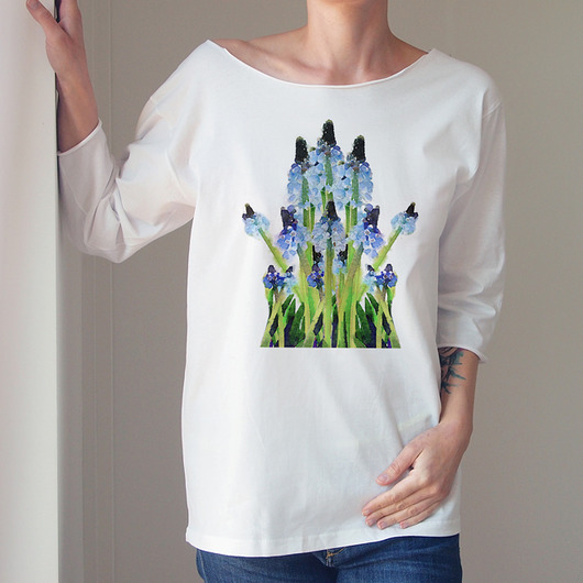 t-shirt damskie Szafirki Długi biały oversize