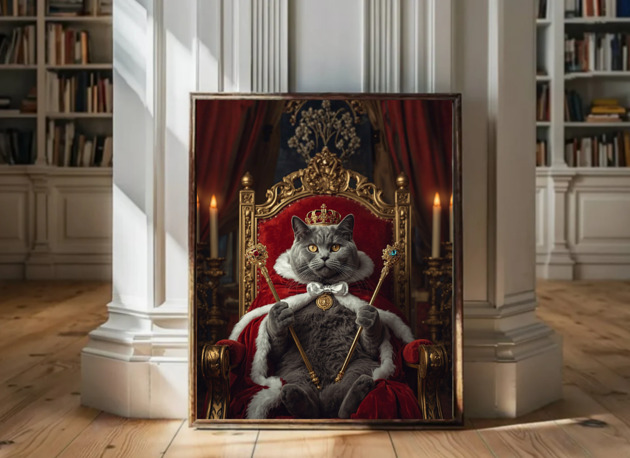 grafiki i ilustracje PLAKAT kot brytyjski, portret królewski, prezent