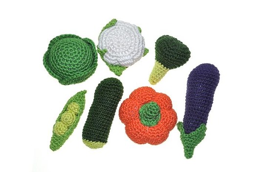 Warzywa szydełkowe - zestaw obiadowy Cotton Art Wood