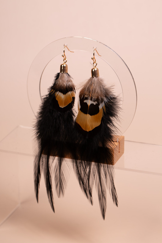 kolczyki z piórami Kolczyki pióra naturalne