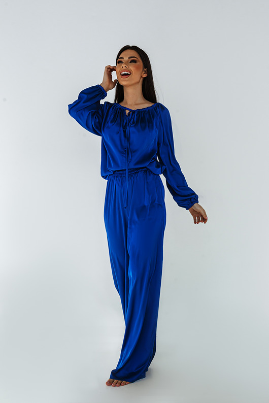 komplety damskie Satynowy komplet BALEARES INDIGO