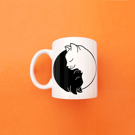 Koty Yin Yang kubek ONE MUG A DAY
