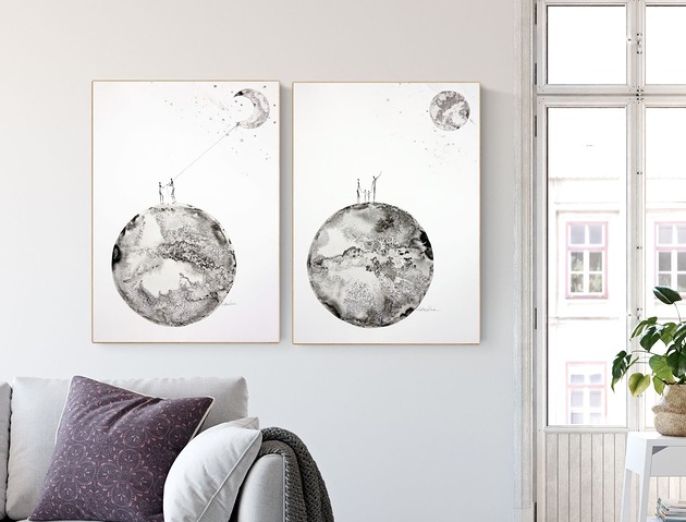 zestaw 2 grafik 50 x 70 cm wykonanych ręcznie Krystyna Siwek Art