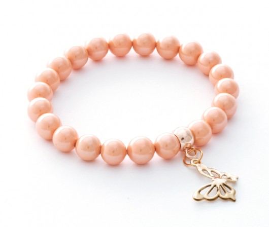 Salmon pearl with red gold butterfly Lavoga