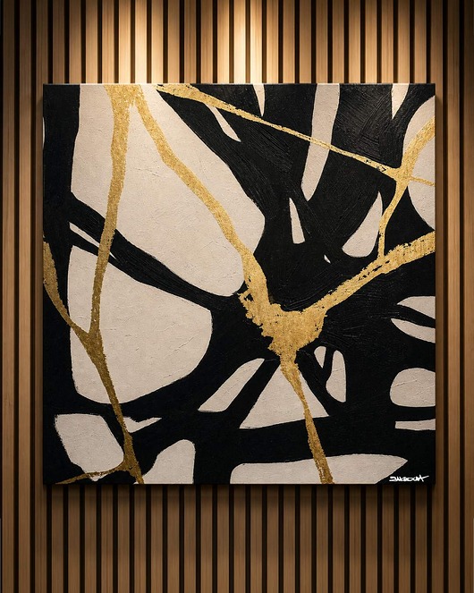 obrazy ABSTRAKCYJNE KONTRASTY - obraz ręcznie malowany akryl 120x120cm