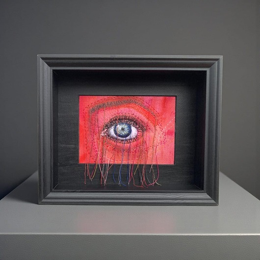 obrazy Obraz malowany i haftowany oko 3D