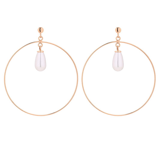 kolczyki pozłacane Kolczyki koła różowe złoto z białymi perłami