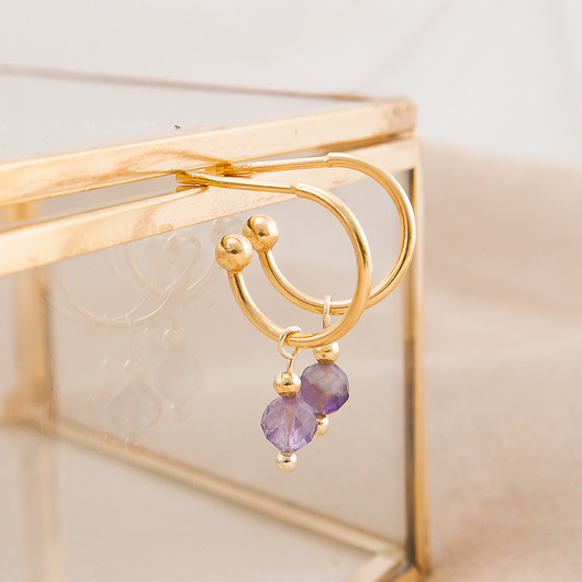 kolczyki pozłacane Kolczyki pozłacane Ametyst - Strzelec