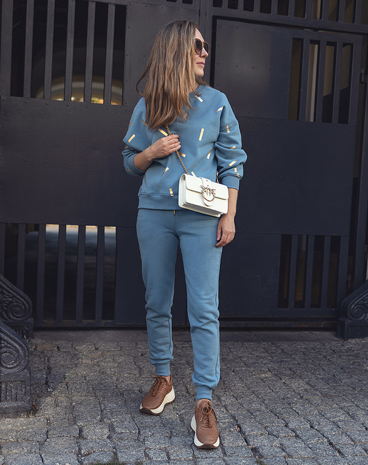 spodnie materiałowe damskie Spodnie joggersy blue