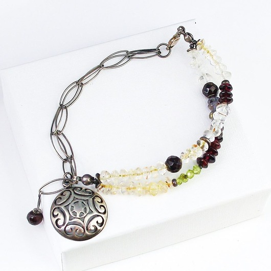SALE% BRANSOLETKA granat  srebro 925 POPLAVSKY