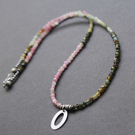 srebrne naszyjniki Turmaliny wielobarwne