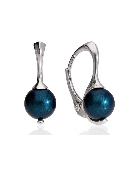 Kolczyki angielskie z granatową perłą Swarovski KOM Biżuteria