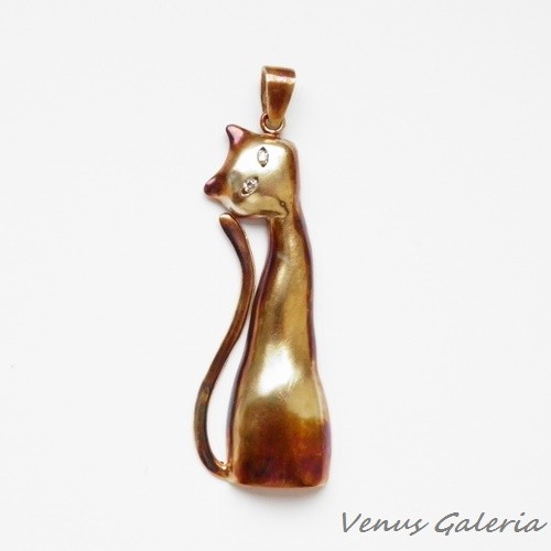 Wisiorek - Bury kot duży VENUS GALERIA