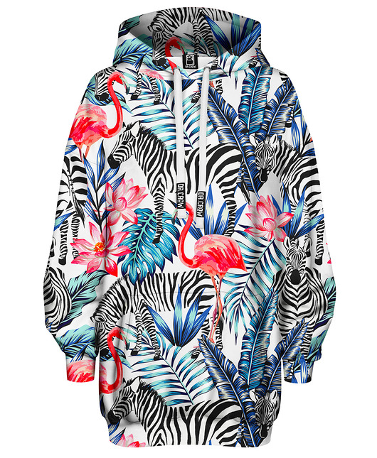 bluza z kapturem damska Bluza Oversize Tunika DR.CROW Flamingi