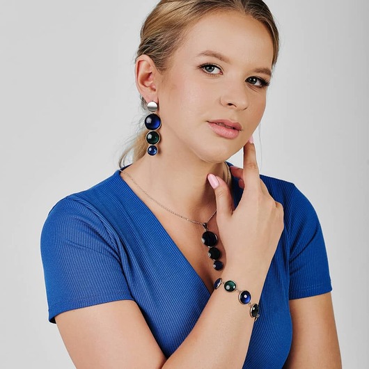 bransoletki - inne Dwukolorowa bransoletka o perłowym blasku e23/m28