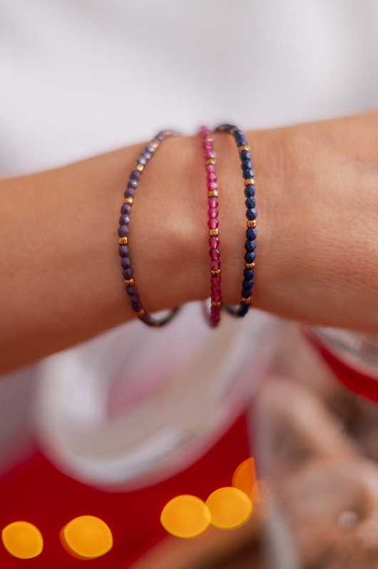 bransoletki na sznurku Bransoletka 3 w 1 - fuksja, fiolet, granat