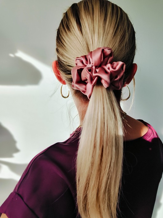 gumki do włosów Gumka jedwabna, scrunchie, frotka pink beige MAXI