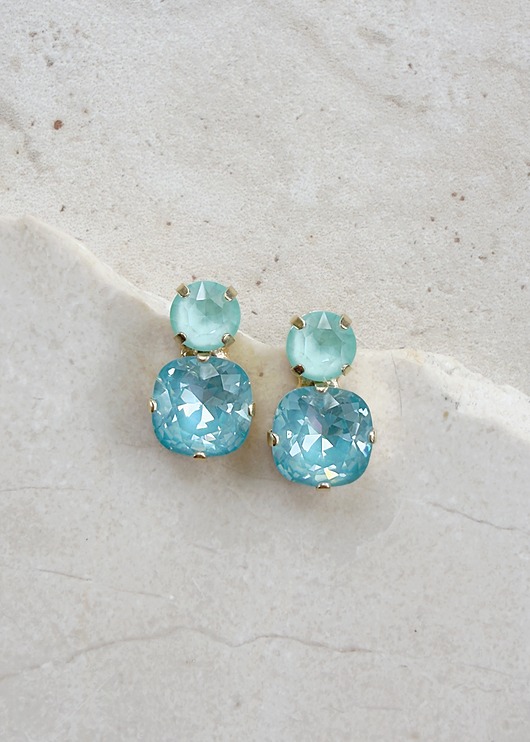 kolczyki pozłacane Kolczyki pozłacane Amore: Crystal Paradise Blue & Soft Mint