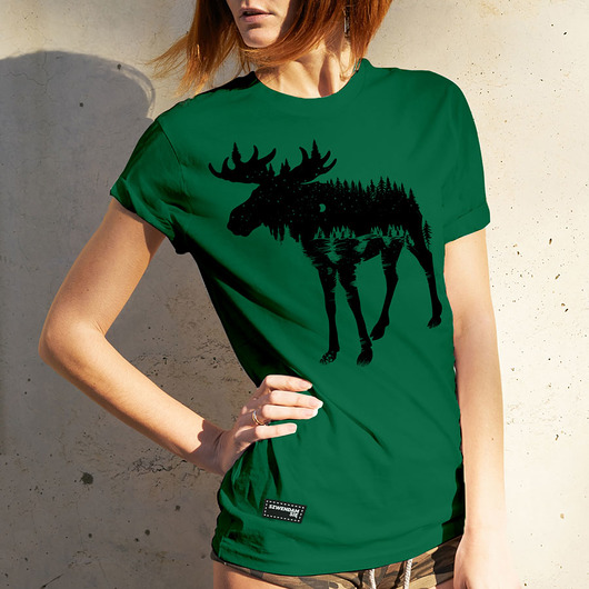 t-shirt damskie Koszulka damska ŁOŚ zielona -