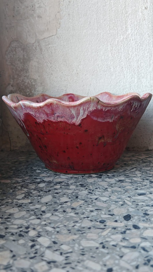miski i misy Duża czerwona miska